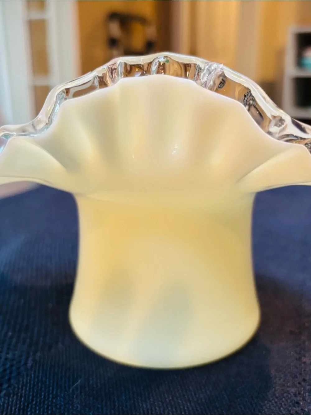 Vintage Fenton Silvercrest Yellow Ruffled Glass Vase
